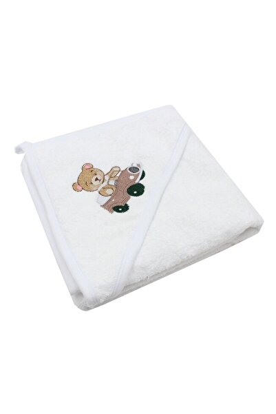 PRICHINDEL Prosop cu glugă „Ursulețul Martinel în mașină”, bumbac, alb, 80 x ...