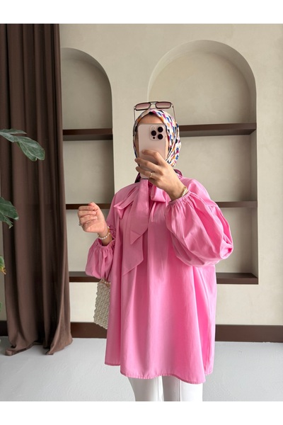 MOONSC Tie-Necklace Shirt