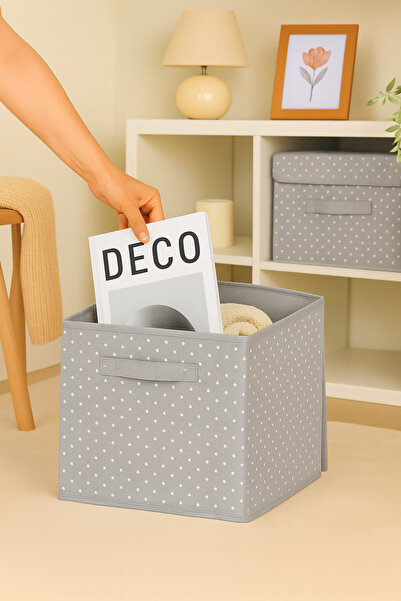 Spartek home textile 4Pcs-Covered Patterned Closet Laundry Toy Organizer Folding Storage Box with Lid 30X30X30