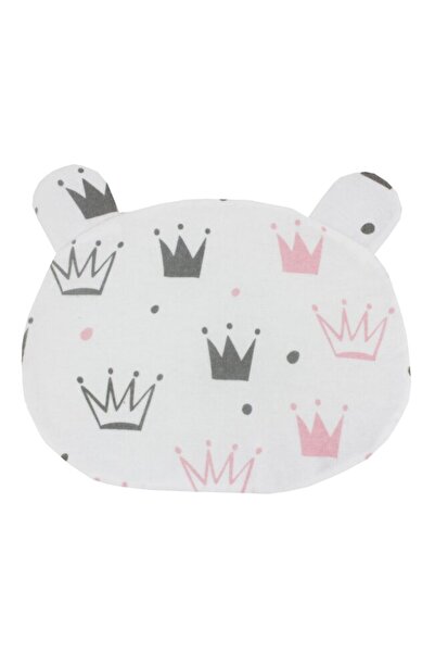 PRICHINDEL Pernă subțire din bumbac cu coroane roz, albă, 37 x 29 cm