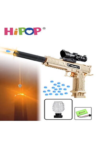 HIPOP مسدس ألعاب كهربائي مع استشعار تأثير اللهب، مسدس لعبة كرة الجل مع كاتم ص...