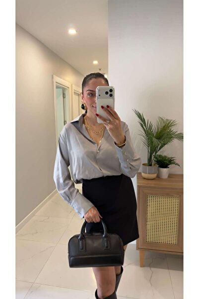 BİRCANÇİL Kenwy Gray Satin Shirt