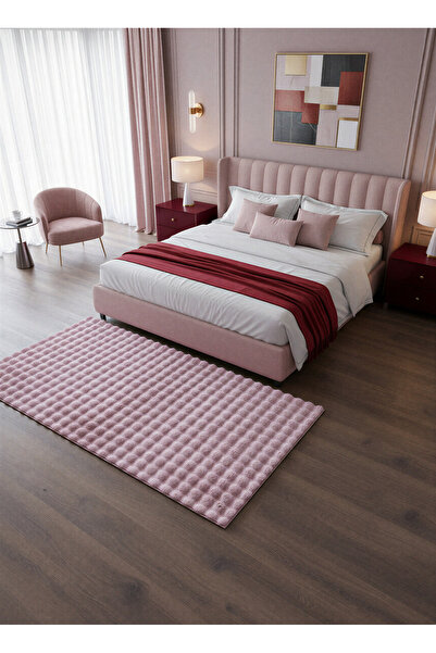 Rose'n Home TAVŞAN BUBBLE PUDRA - Kaymaz Dokuma Taban Tavşan Shaggy Yatak Oda...