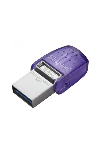Kingston Στικ USB-C & USB-A 64GB MicroDuo 3C, USB 3.2, Γρήγορη μεταφορά, Διπλή υποδοχή, Μωβ