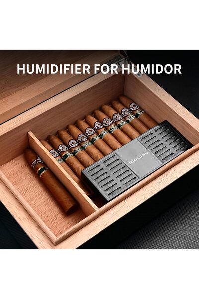 CIGARLOONG مرطب سيجار كبير، مرطبات سيجار لحافظة السيجار، أسود