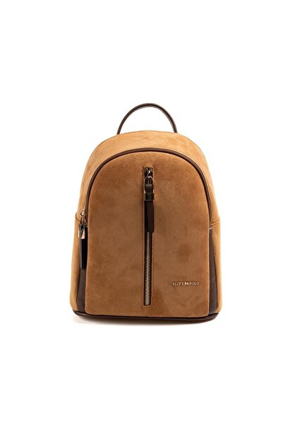 Silver Polo Silver & Polo Sp901 Women's Backpack Suede Tan-Brown