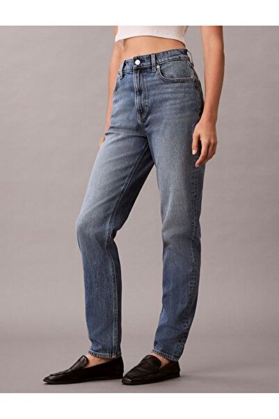 Calvin Klein Βαμβακερό τζιν παντελόνι με άνετη εφαρμογή, ψηλόμεσο και στενό τ...