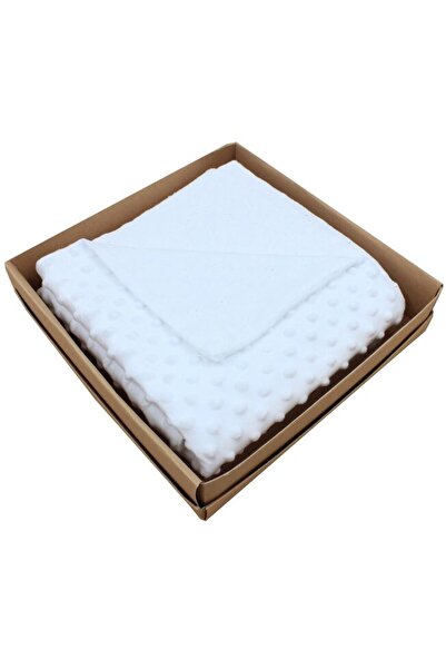 PRICHINDEL Deluxe blanket, minky with embroidered muslin reverse, white, 80 x 100 cm