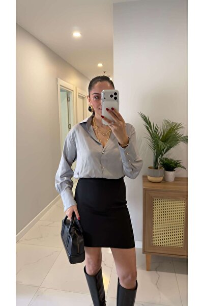 BİRCANÇİL Kenwy Gray Satin Shirt