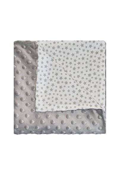 PRICHINDEL Pătură Minky față-verso, gri, steluțe gri, 80 x 100 cm