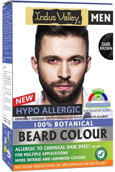 Indus Valley لون لحية أكوا معتمد نباتي حلال 100% مضاد للحساسية - بني غامق