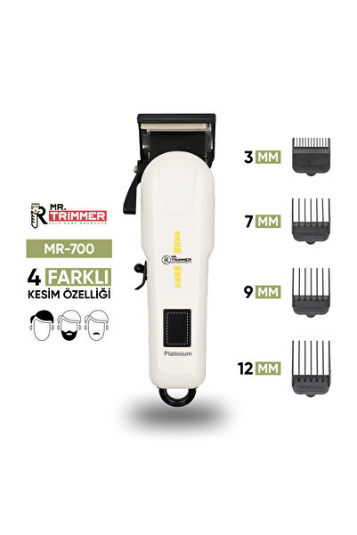MR.TRİMMER Şarj Göstergeli Ayarlanabilir Bıçaklı Saç Sakal Tıraş Makinesi Erk...