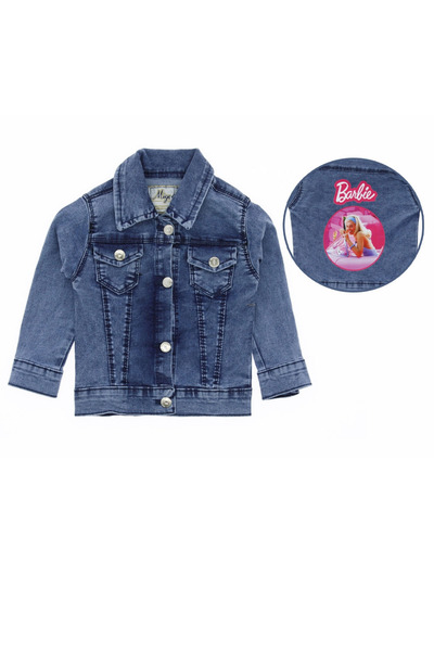 CRASSİ Girl's Denim Jacket Barbie Printed