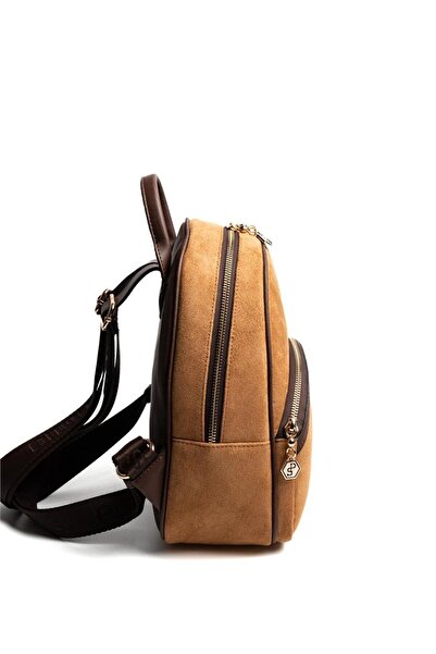 Silver Polo Silver & Polo Sp945 Women's Backpack Suede Tan-Brown