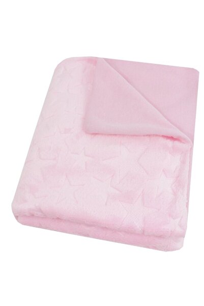 PRICHINDEL Pătură de pluș cu imprimeu de steluțe, roz, 100 x 76 cm