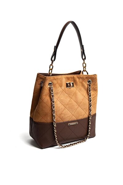 Silver Polo Silver & Polo Sp1262 Women's Shoulder Bag Suede Tan-Brown