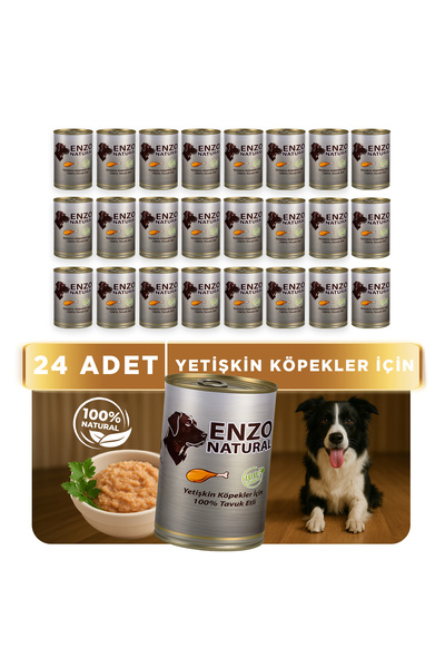 ENZO Natural Tavuk Etli Yaş Köpek Maması 410 gr x 24