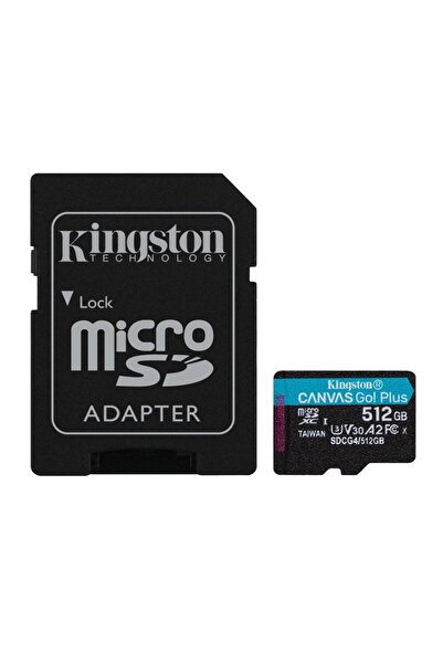 Kingston Κάρτα MicroSD 512GB Canvas Go Plus, με προσαρμογέα SD, Κλάση 10, UHS-I U3, V30, A2, Μαύρο