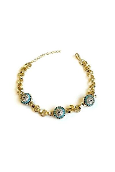 MENESSA سوار العين الشريرة بالحجارة - ذهبي