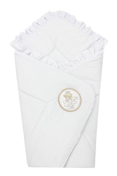 PRICHINDEL Marsupiu/pătură multifuncțională pentru bebeluși, bumbac, alb cu î...