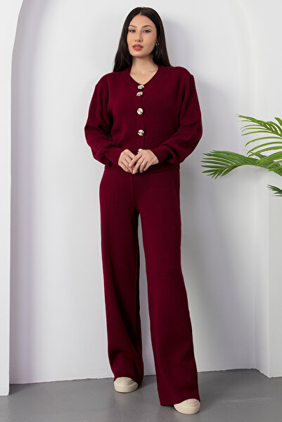 PULLIMM Buttoned Cardigan Pants Knitwear Set L3004