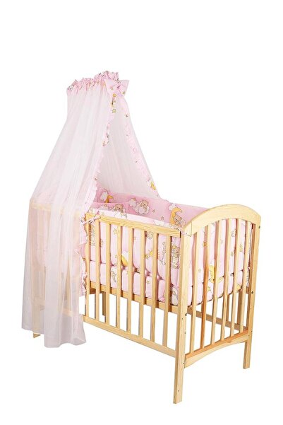 PRICHINDEL Lenjerie de pat cu baldachin din 6 piese, Sleepy Bear roz, 120 x 6...