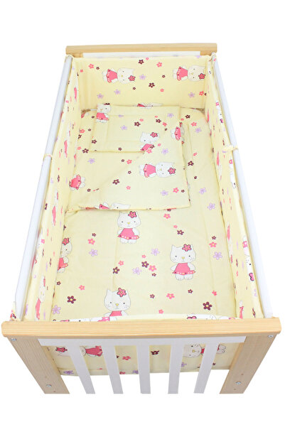 PRICHINDEL Set de lenjerie de pat din bumbac, 5 piese, imprimeu pisicuțe, gal...