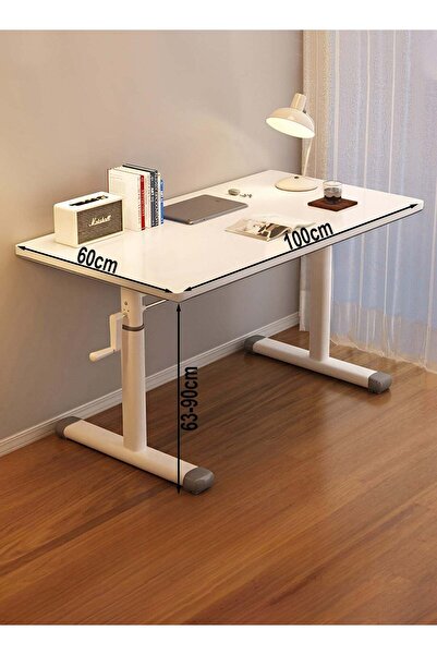 Taimi Large study desk 100x60 cm, height adjustable with steel legs - table for home - white