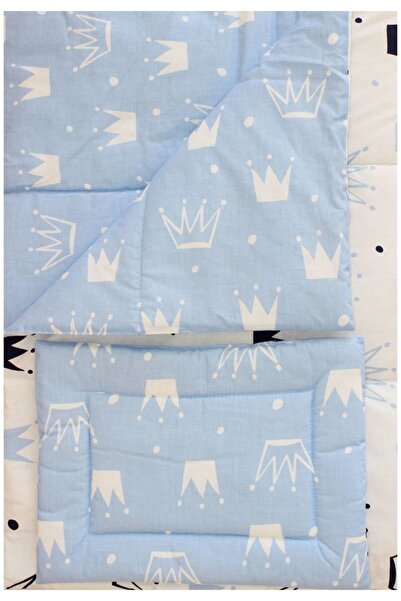 PRICHINDEL Lenjerie de pat 2 piese, reversibilă, Prince crowns albastru, 120 ...