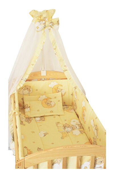 PRICHINDEL Set de lenjerie de pat cu baldachin, 6 piese, Sleepy Bear, galben,...