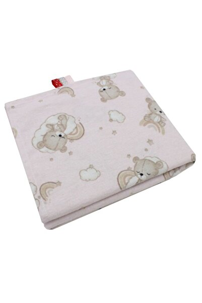 PRICHINDEL Cotton flannel blanket, bear on pink cloud, 80 x 100 cm