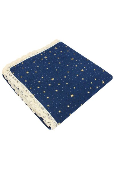 PRICHINDEL Pătură de muselină, Stele metalice cu dantelă, bleumarin, 100x80 cm