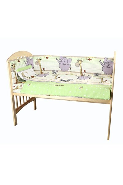 PRICHINDEL Lenjerie de pat pentru pătuț, set de 5 piese, Green Safari, 120x60 cm