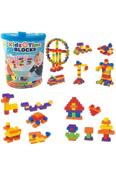 Doris Plastic building block set with 400 elements in storage bag Kidz Time Blocks