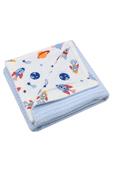 PRICHINDEL Knitted blanket Anna, cotton reverse, Rockets and Planets, 80x100 ...