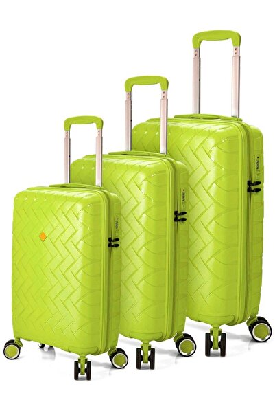 Benzi Trolley set BZ 5806, polypropylene, lock, 4 double wheels, 3 pieces, green