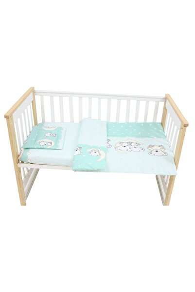 PRICHINDEL 3-piece bedding set, Prichindel, Bear stripe turquoise, 120x60 cm