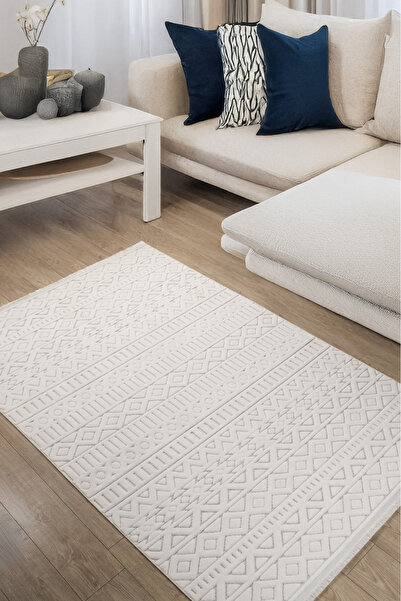 GH Geyikli Home Krem Sisal Bukle Dokuma Makine Halısı Yolluk Saçaklı Salon Ot...