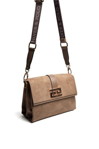 Silver Polo Silver & Polo Sp1009 Women's Crossbody Bag Suede Mink
