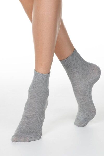 Conte Elegant Women's classic cotton socks, Esli 000 - Grey, 36-39 (23-25)