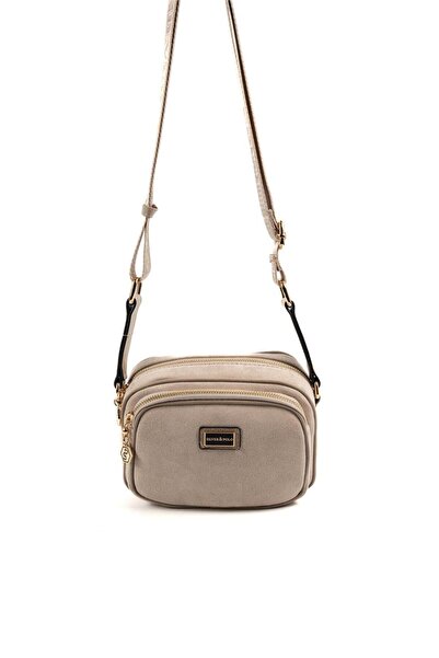 Silver Polo Silver & Polo Sp1111 Women's Crossbody Bag Suede Beige-Sand
