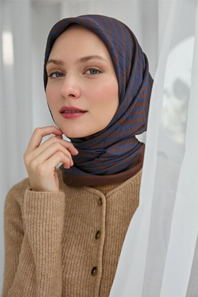 Silk Home Eșarfă din viscoză maro indigo texturată patru anotimpuri 90x90