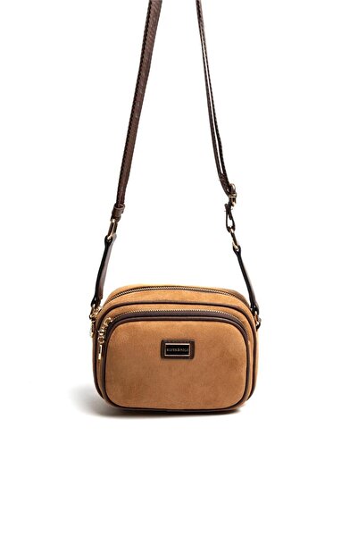 Silver Polo Silver & Polo Sp1111 Women's Crossbody Bag Suede Tan-Brown