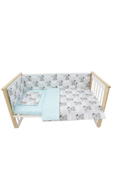 PRICHINDEL 4-piece Crib Bedding, Boy, Turquoise Reverse, 120x60 cm