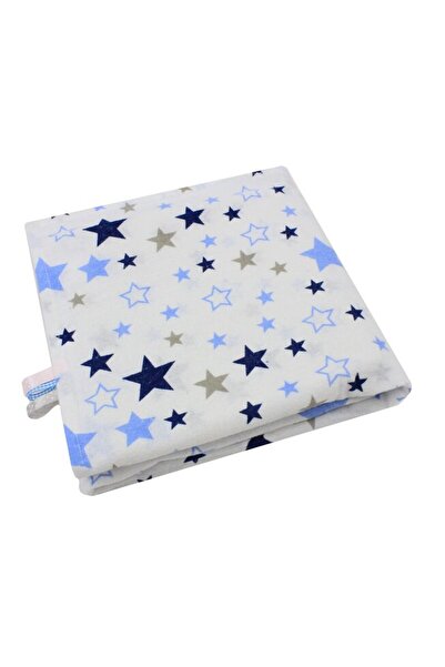 PRICHINDEL Flannel cotton blanket, blue stars, 80 x 100 cm