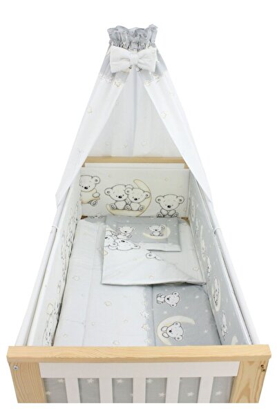 PRICHINDEL Set de lenjerie de pat cu baldachin, 6 piese, seria Little Bear, g...