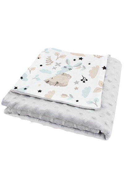 PRICHINDEL Pătură Minky, arici și iepuraș, gri, 100 x 76 cm