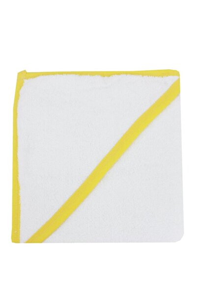 PRICHINDEL Prosop cu glugă , bumbac, alb cu galben, 75 x 75 cm