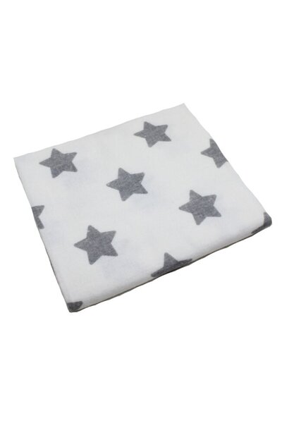 PRICHINDEL Scutec din bumbac, alb cu steluțe mari gri, 80x70 cm