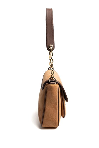 Silver Polo Silver & Polo Sp1147 Women's Shoulder Bag Suede Tan-Brown